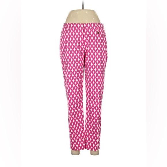 Nautica Pants - Nautica Pink and White Geometric Pattern Straight Leg Pants